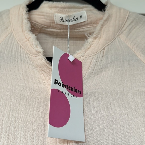 NWT Paintcolors Cotton Gauze Button Down Tunic blouse Shirt Womens M longline - Picture 7 of 10
